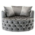 thumbnail image 6 of Benjara Swivel Accent Chair with Curved Back and Deep Tufting, Gray, 6 of 6