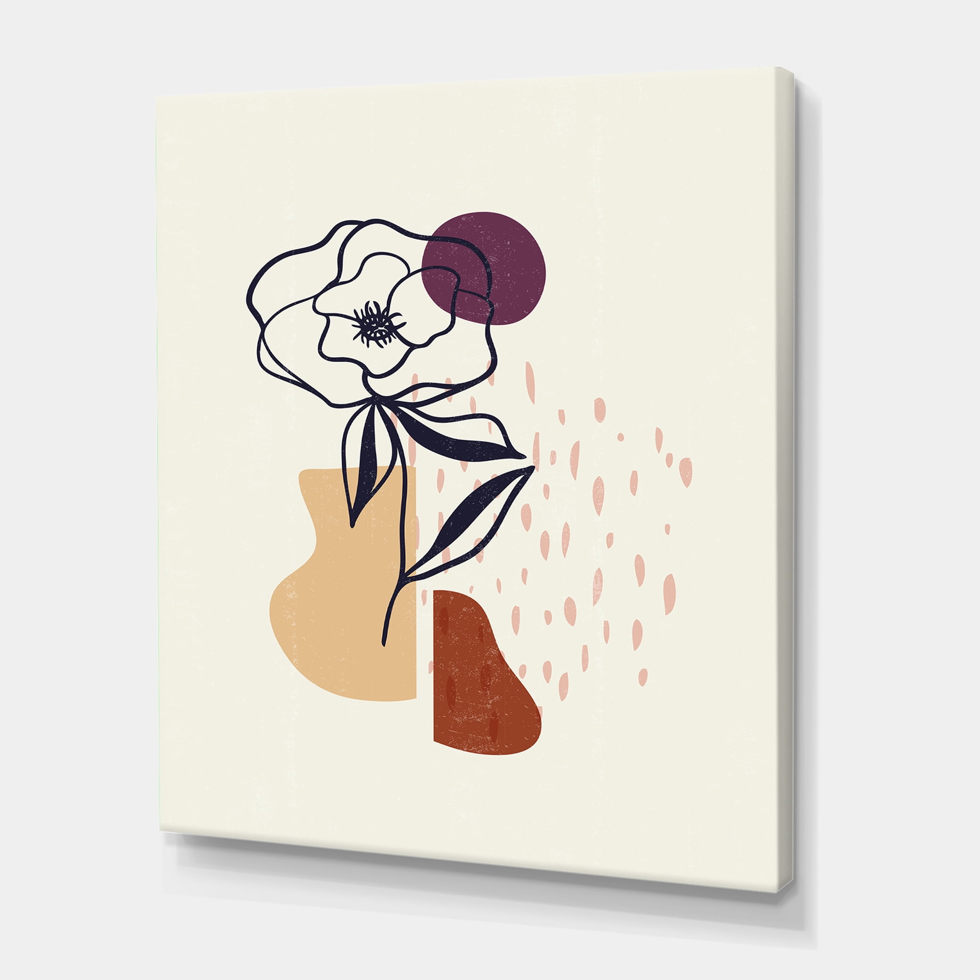 Minimalist Shapes With Ancient Flower I 24 in x 32 in Painting Canvas Art Print, by Designart