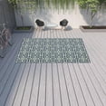 thumbnail image 6 of HomeRoots 9' X 13' Ivory and Blue Geometric Stain Resistant Indoor Outdoor Area Rug, 6 of 6