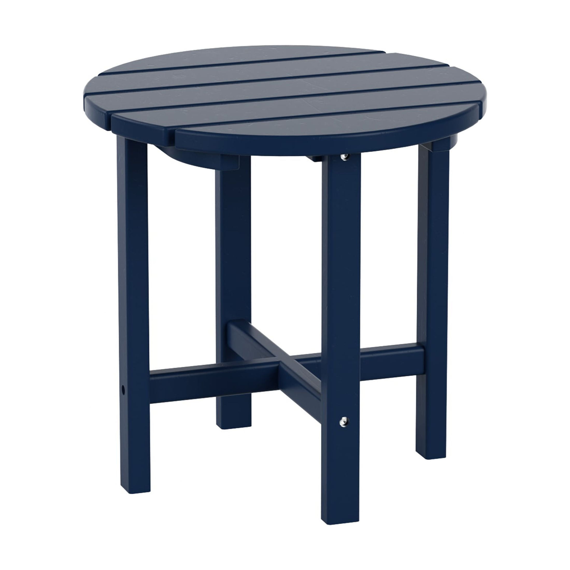 GARDEN 3-Piece Set Plastic Outdoor Chaise Lounges with Round Side Table Included, Navy Blue