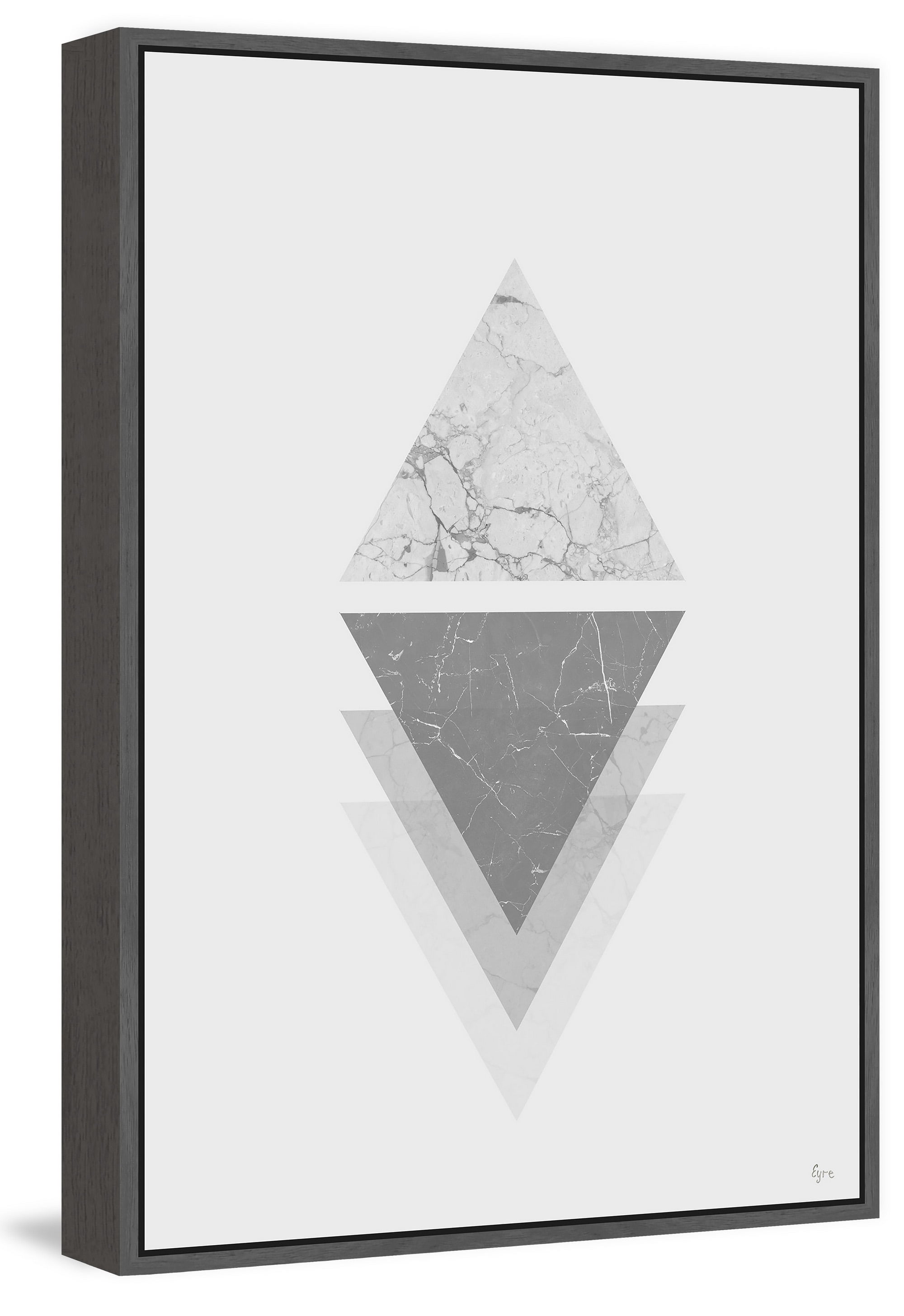 Marble Triangle Ombre Floater Framed Painting Print on Canvas
