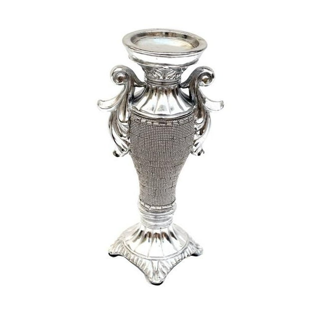 Amazing Rugs YS9230MP Ambrose Chrome Plated Crystal Embellished Ceramic Candlestick Holder, 11.5 x 6 x 4 in.