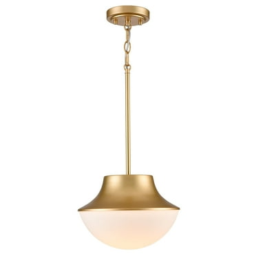 Claxy Gold Pendant Light with Bowl Milk Glass Shade