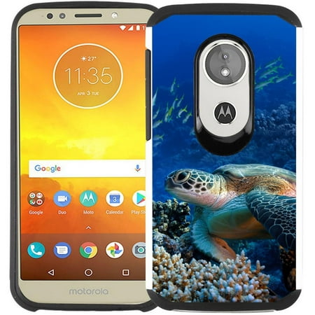 Motorola Moto E5 Play Case / Moto E5 Cruise Case - Colorful Design Hybrid Armor Case Shockproof Dual Layer Protective Phone Cover - Sea Turtle