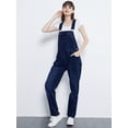 thumbnail image 1 of Womens Vintage Wash Straight Leg Denim Overalls With Pocket Bib, 1 of 3