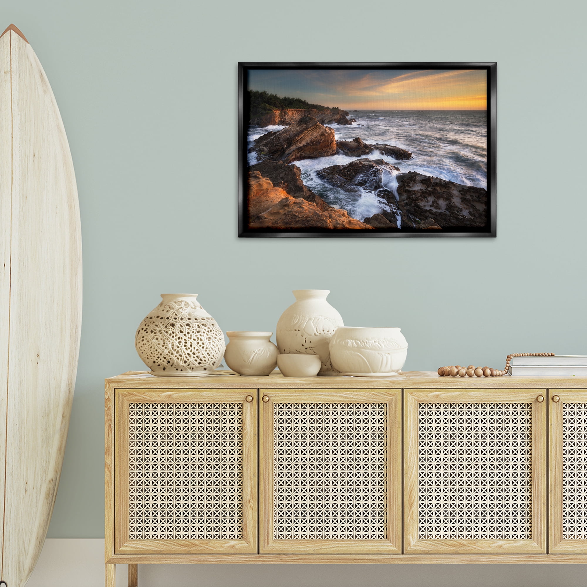 Stupell Industries Nautical Shore Acres Nautical & Beach Photography Black Floater Framed Canvas Art Print Wall Art, 31 x 21
