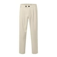 thumbnail image 5 of Men's Dress Pants Solid Color Casual Comfortable Flat Front Trousers Business White Pant, 5 of 5