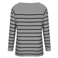 thumbnail image 5 of WREESH Womens Fashion T-Shirts Striped Loose Casual Long Sleeve Round-Neck Ladies Warmth Tops Blouse Pullover Gray, 5 of 6