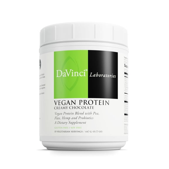 DaVinci Labs Vegan Protein Powder - Pea & Hemp Protein - Creamy Chocolate Flavor - 15 Servings - 447 g