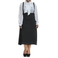 thumbnail image 3 of KVMeteor Women's Plus Size High Waist A-Line Shape Solid Color Overalls Dress, 3 of 5