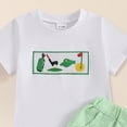 thumbnail image 4 of CAICJ98 Toddler Baby Boy Golf Outfit Short Sleeve Embroidered T Shirts + Plaid Shorts Set Infant Summer Clothes (White,12-18 Months), 4 of 4
