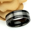 thumbnail image 2 of Free Engraving Personalized Custom Engraving Men's Women's Tungsten Wedding Band 8mm High Polished Shiny Black IP Plated Sides Dark Gray Brushed CenterSZ: 12, 2 of 6