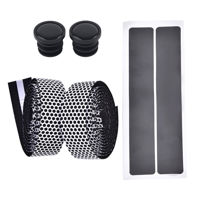 1 par de tapones finales para manillar de bicicleta de montaña y carretera, cinta antideslizante de absorción de impactos (blanco)