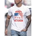 thumbnail image 1 of Camiseta creativa para hombre con estampado gráfico de letras "ABUELO Y VETERANO", informal, de manga corta y cuello redondo, ligeramente elástica, ideal para verano y actividades al aire libre., 1 of 8