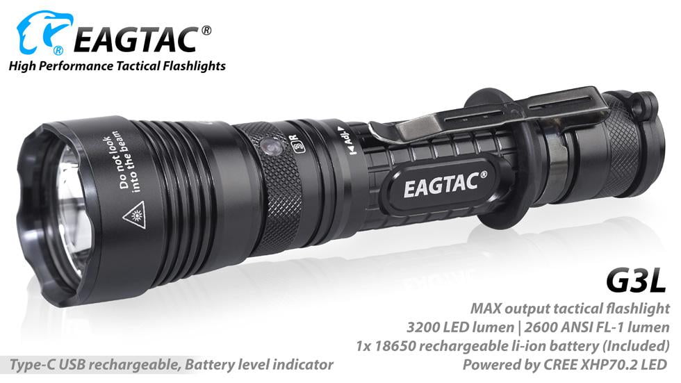 EAGLETAC EAGTAC G3L XHP70.2 Rechargeable DEL Lampe de poche 3200 lm-mise à niveau de