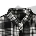 thumbnail image 5 of Plaid Shirts Men Casual Trendy Handsome Checkered Long Sleeve Button Down Lapel Shirt Coat Loose Fall Comfortable Jackets for Men Black M, 5 of 7