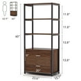 thumbnail image 6 of TribeSigns Bookcase with 2 Drawers, Vintage Industrial Etagere Standard Bookshelf in Rustic, Multiple 4 Tier Storage Cabinet for Home Office Organizer, 6 of 6