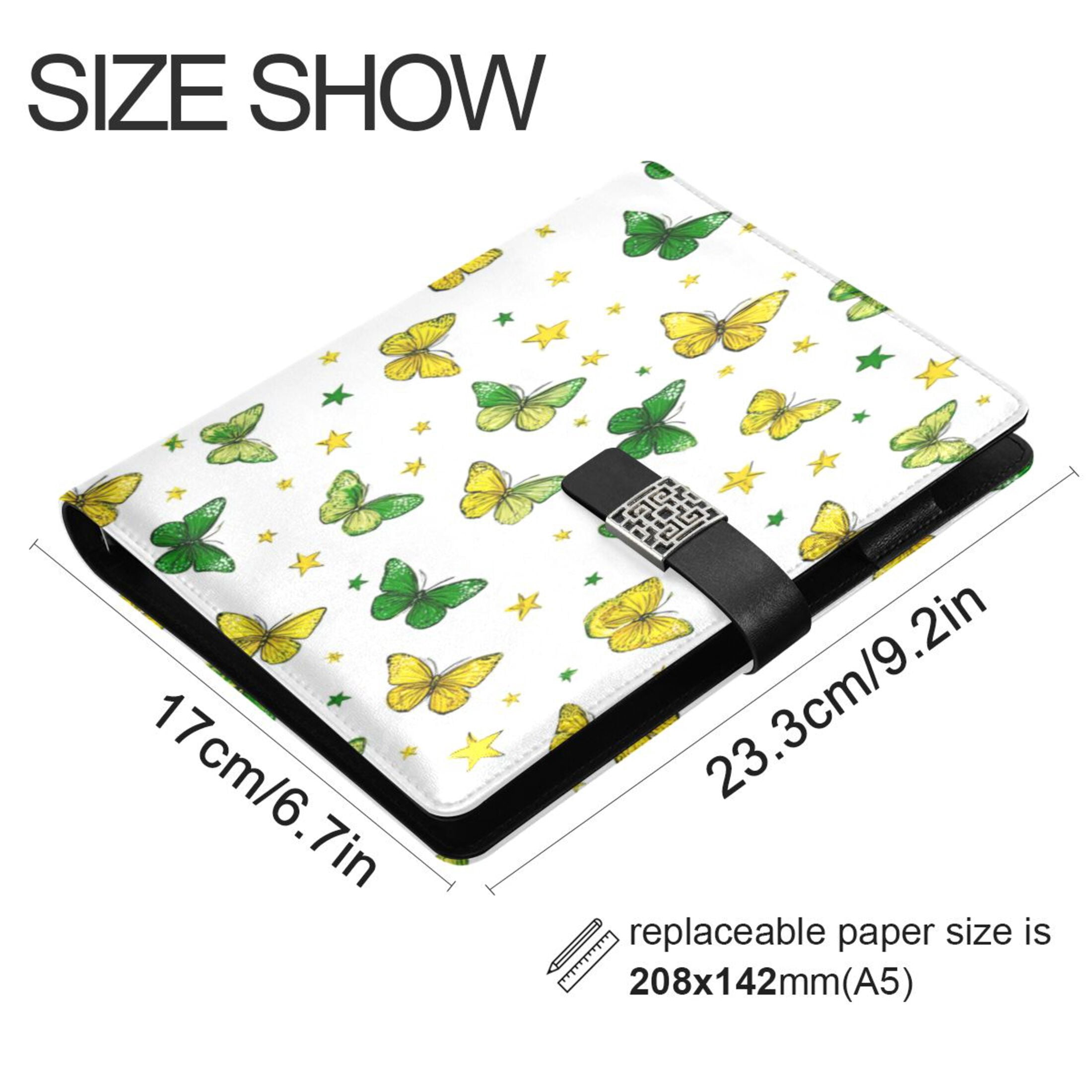 Leather Planner Leather Notebook Notebook Journal Binder Design Pen Pocket Design Convenient for Storage Beautiful Butterflies