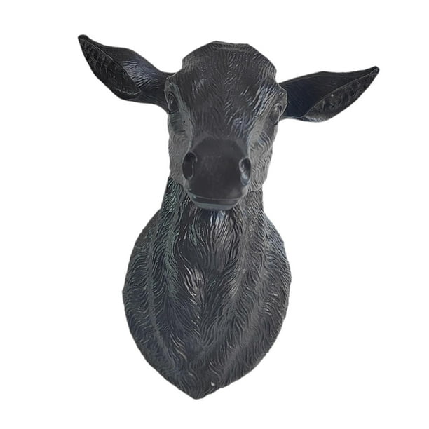 Escultura de pared con forma de animal Macarena jarrón decorativo cabeza de ciervo negro