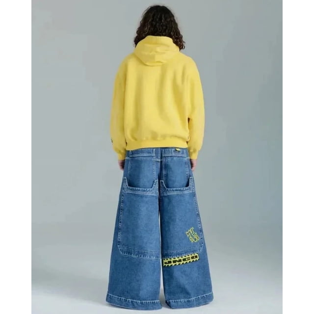 Pantalones vaqueros Retro con estampado de calavera bordado JNCO, pantalones vaqueros holgados Harajuku Hip Hop, pantalones vaqueros góticos para hombres y mujeres, pantalones anchos de cintura alta