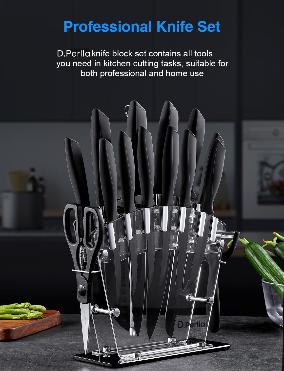 DEIK Knife Set, Deik Kitchen Knives, 6 PCS BO Oxidation Black