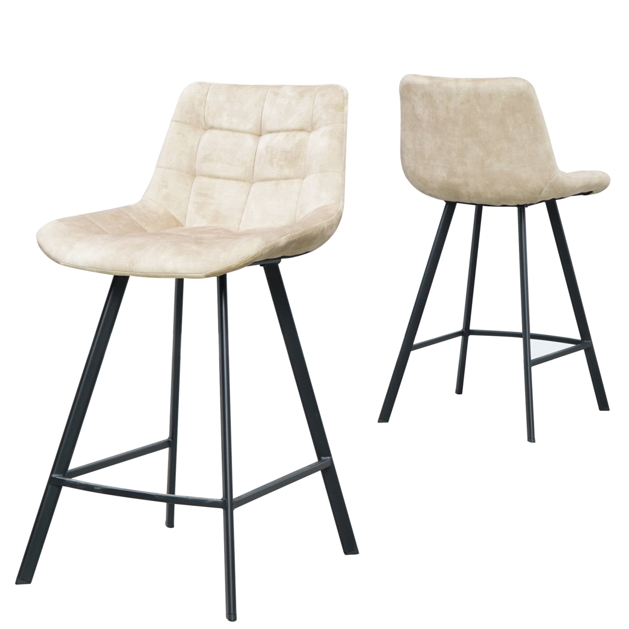 Spaco Velvet Bar Stools Set of 2 Counter Height Bar Stools Velvet Upholstered, Beige Spaco Velvet Bar Stools Set of 2 Counter Height Bar Stools Velvet Upholstered, Beige