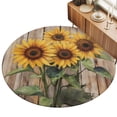 thumbnail image 2 of Round Area Rugs 3.3Ft, Vintage Sunflower Non-Slip Washable Circle Rugs Carpet, Farmhouse Wooden Botanical Flowers Indoor Outdoor Rug Floor Mats Throw Runner for Bedroom Living Room Bathroom, 2 of 8
