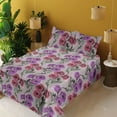 thumbnail image 2 of Ambesonne Poppy Fitted & Flat Sheet with Sham 3 Pcs Set, Vertical Floral Pattern Print, Twin, Violet Pale Sage Green, 2 of 5
