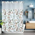 thumbnail image 6 of Easter Rabbits No Hooks Shower Curtain with Snap-in Liner Watercolor Spring Red Floral Eggs Green Leaf Plant Light Blue Shower Curtains for Bathroom, Waterproof, Easy Install, Washable 48"x72", 6 of 9