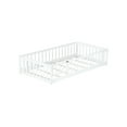 thumbnail image 6 of Twin Size Floor Bed with Fence & Door, Rubber Wood Frame with Safety Guardrails, White, 6 of 9