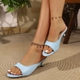 thumbnail image 2 of Rokment Womens Kittern Heels Mules Slides Dressy Sandals 2026 Fashion Casual Leather Open Toe Stiletto Low Heels Slip on Backless Dress Pumps for Ladies Summer Light Blue Size 8, 2 of 6