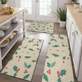 thumbnail image 2 of Beige Christmas Holly Pattern Kitchen Rugs Sets Of 3,Kitchen Runner Rugs Non Skid Washable,Decorative Kitchen Floor Mats for Kitchen,Sink,Laundry,17"x30"+ 17"x47" + 17"x59", 2 of 6