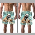 thumbnail image 3 of luoweisi Men's Beach Shorts Quick Dry Swim Trunks with Mesh Lining Sloth M, 3 of 5