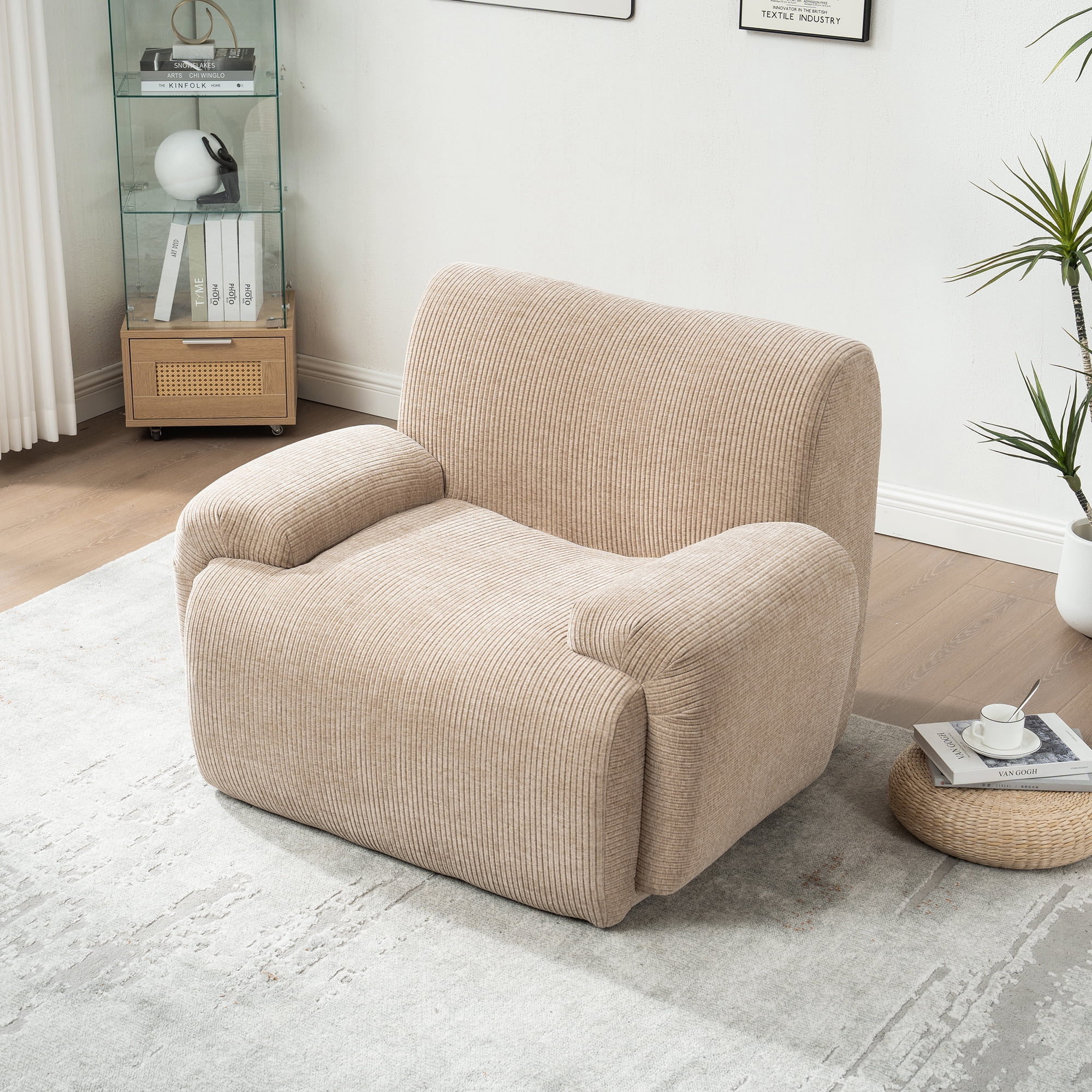 Leumius 43" Oversized Accent Chair,Boneless Upholstered Single Sofa Chair,Comfy Chenille Armchair Reading Lounge Chair with Deep Seats for Living Room,No Assembly Required,Taupe
