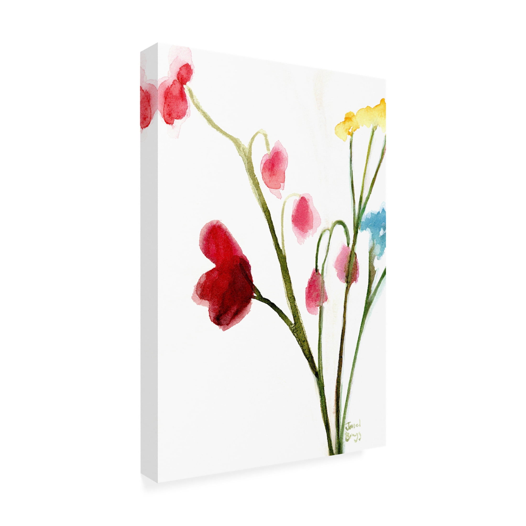 Canvas Wall Art - Janel Bragg 'Floral in Crimson' Wall Art for Living Room, Bedroom, or Office Décor by Trademark Fine Art - 30 x 47 Inches