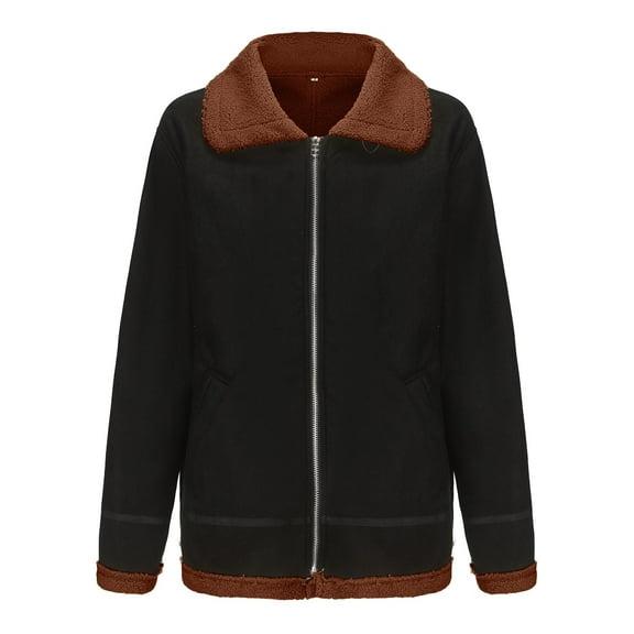 YLSDY Men's Faux Leather Shearling Jacket Winter Warm Fleece Lined Bomber Jacket Outwear Brown XXXXL