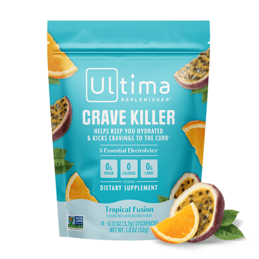 Ultima Replenisher Crave Killer Supplement & Electrolytes Powder – Tropical Fusion, 14 Stickpacks – Hydration Packets that Kick Cravings to the Curb