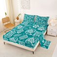thumbnail image 2 of jejeloiu Ancient Paisley Queen Sheets For Men Women,Tropical Print Queen Sheet Sets,Teal White,4 Pieces,1 Flat Sheet, 1 Fitted Sheet and 2 Pillowcases, 2 of 6