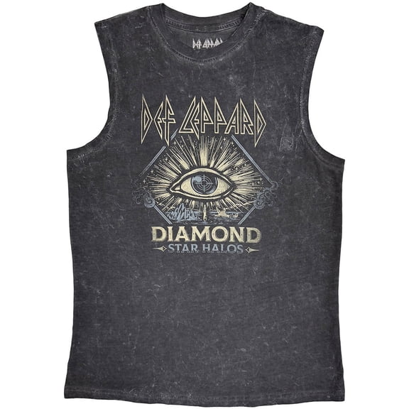 Def Leppard Unisex Tank T-Shirt Diamond Star Halos (Charcoal Grey)