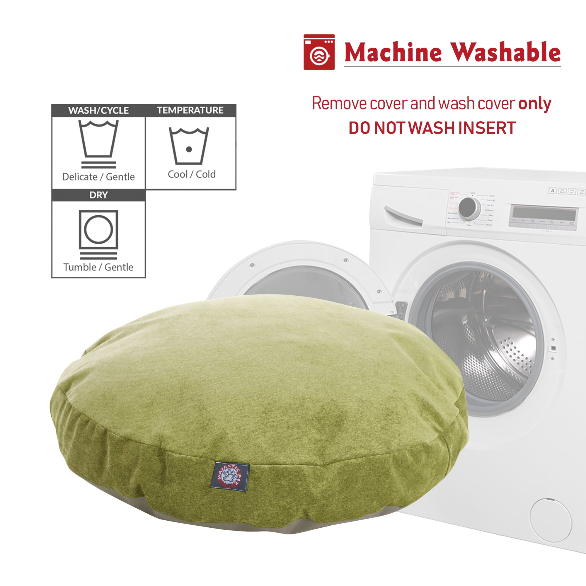 Majestic Pet | Villa Velvet Round Pet Bed For Dogs, Removable Cover, Apple, Medium