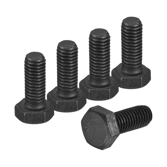 5Pack M8-1.25 x 20mm Left Hand Hex Head Bolt, Black Oxide Carbon Steel Reverse Fully Threaded  Fastener Screws Bolts for Machinery, Automobiles and Construction