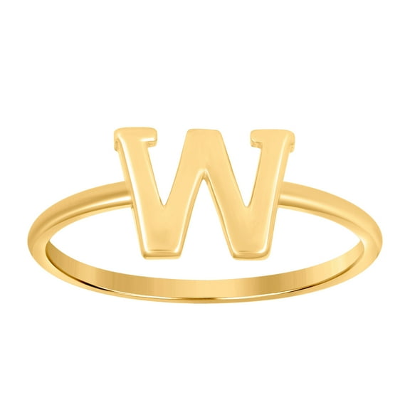10k Yellow Gold Womens Letter Name Personalized Monogram Initial Alphabet W Ring 7.3x1.2mm Wide Ring for Women