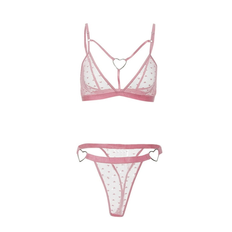 Aligament Love Pattern Lace Women Sexy Lingerie Bra + Thong