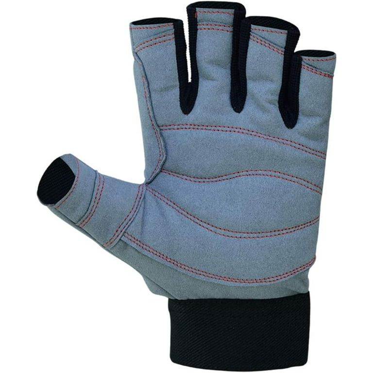 True Sailors Sailing Gloves with 3/4 Finger and Grip for Men and Women, Great for Kayaking, Workouts and More Grey/Black, Adult Unisex, Size: One Size