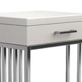 thumbnail image 3 of Modern Metal Frame Rectangular End Table with 1 Drawer, White and Silver - Saltoro Sherpi, 3 of 5