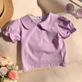 thumbnail image 7 of Fnooota Girls Cotton T-shirts, Casual Crew Neck Puff sleeve Cute Kids Summer Tees Purple Size 6, 7 of 7