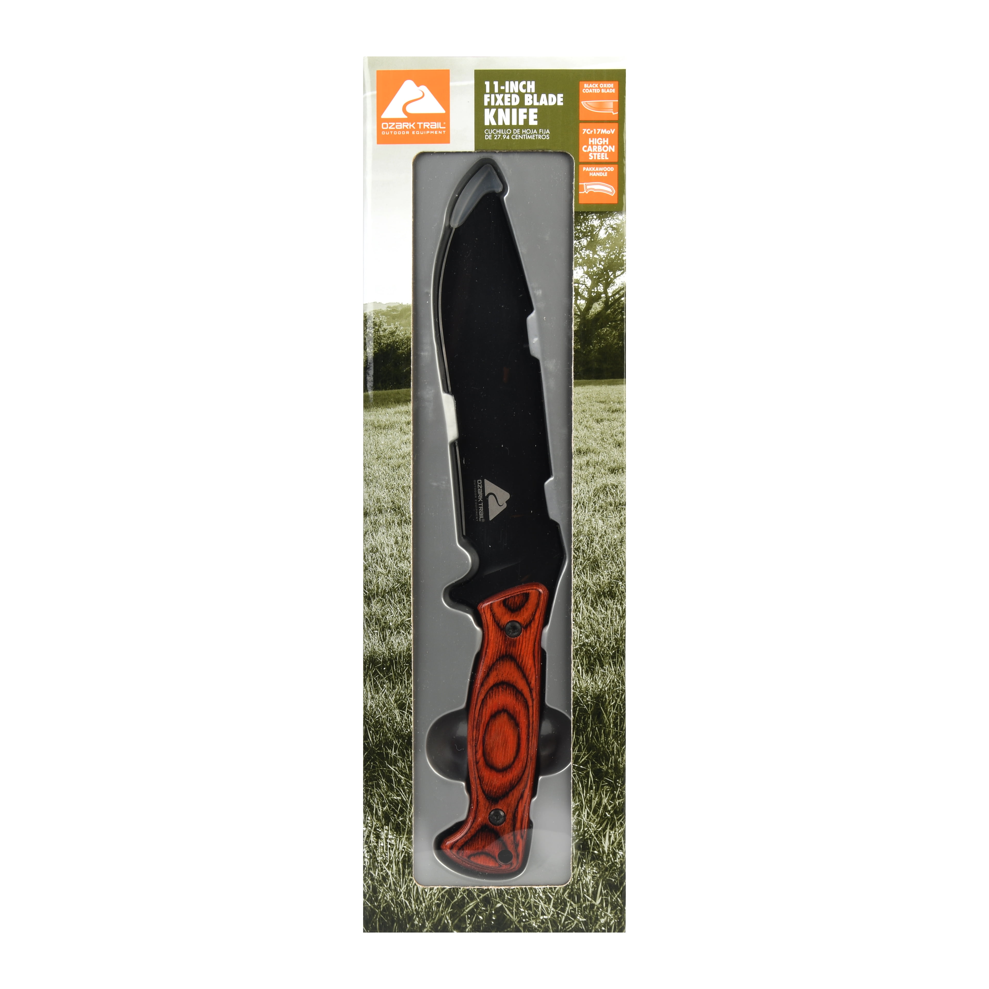 Ozark Trail Survival Hunting Camping Knife with Black Oxide Coated