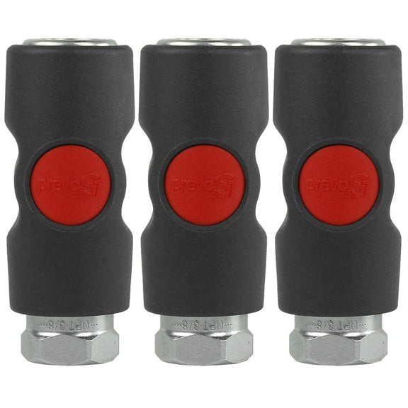 3 Pack Prevost TruFlate 3/8" Safety Air Coupler 3/8" FNPT Push Button Automotive USI081203