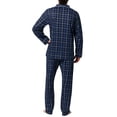 thumbnail image 3 of Hanes Men's Pajamas Cotton X-Temp Long Sleeve Shirt & Pants Knit Pjs Lounge Set - Navy Grid (Large), 3 of 7