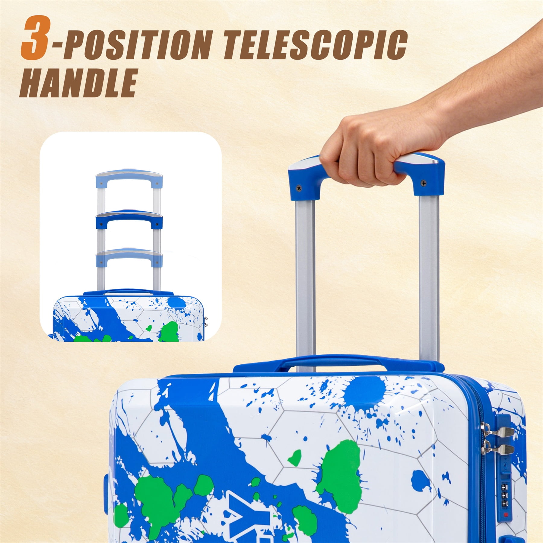 Alvantor Hardside Luggage Sets 3 Piece Lightweight Suitcase with TSA Lock, Fashion Travel Luggage for Teenegers,(20/24/28),Blue